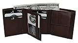 Boys Slim Compact Flap Id and Coin Pocket Trifold Wallet (Dark Brown)