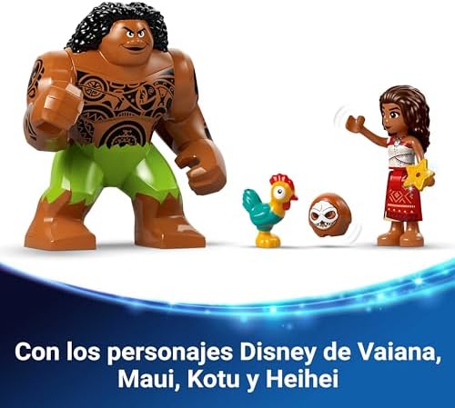 | Disney Moana 2 Kakamora Barge - Barco de brinquedo com tesouro para meninas e meninos 7+ anos - Mini Moana Doll e Maui Figure - Presente de aniversário colecionável para fãs 43258
