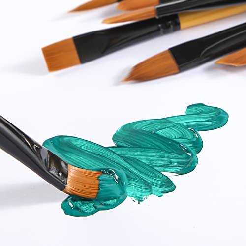 HIBOO Art Paint Brush Set-15 Different Sizes of Professionals Paint Brushes Wood Handles with Oil-Sealing Technique for Watercolor Acrylic Oil , Face and Nails Painting (Yellow & Black)
