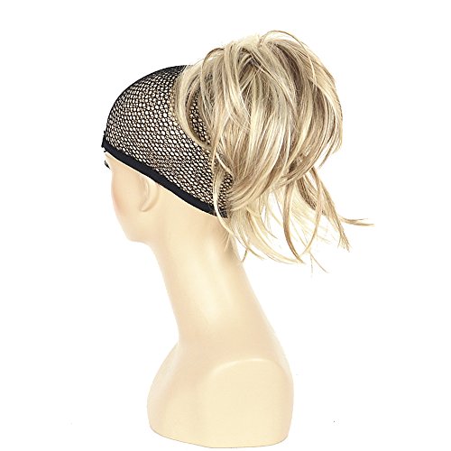 Adjustable Messy Style Ponytail Hair Extension Synthetic Hair-Piece with Jaw Claw Amzing Shape For You Hivision(H16/613 Blonde Highlighted)