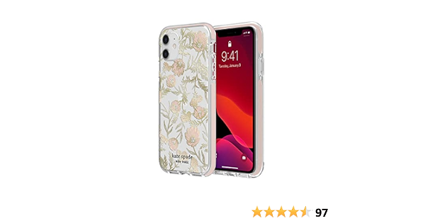 Amazon Com Kate Spade For Iphone 11 Protective Phone Cases With Slim Design Drop Protection And Floral Print Blossom Pink Gold With Gems Cell Phones Accessories