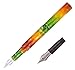Lanxivi Wanwu Fountain Pen Fude Bent Nib and Glass Dip Pen Rainbow Illusion Celluloid Autumn Leaf Pocket Pen Calligraphy Set