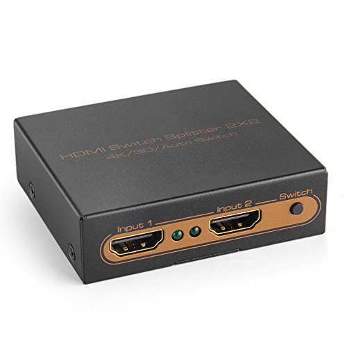 TNP HDMI Switch Splitter 2x2 Support 4K Ultra HD UHD 4Kx2K Full HD 1080P 3D High-Speed HDMI 1.4V Video Audio Distribution Switcher Selector Repeater Amplifier Split Box Hub 2 in 2 Out Dual Monitor