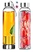 Tea Infuser and Glass Water Bottles x 2 - Gifts for Couples - 18 Ounce Hot and Cold Pitchers - for All On the Go Drinks - Insulating Sleeve for Use as a Travel Teapot Travel Mug Plus Sports Bottle