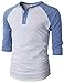 H2H Men's Slim Fit Casual Color Blocked Front Placket Baseball Jersey Knit Shirt Blue US M/Asia L (CMTTS0174)