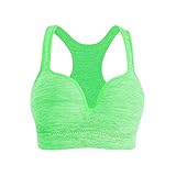 ROPALIA Seamless Yoga Sports Bra No Rims Padded Push Up Racerback Fitness Tank Top Green L