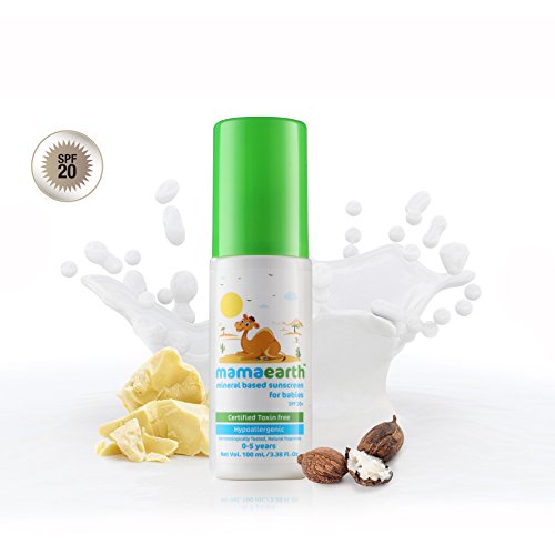 Mamaearth Mineral Based SPF 20+ Baby Sunscreen | Protects Against UV Rays & Soothes Skin | with Zinc Oxide | Waterproof & Safe for Delicate Skin | 3.38 Fl Oz/100 ml