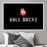 Framed Canvas Wall Art Illuminated Words 3D Industrial Inspirational Multicolor Neon Pop Art Quotes Typography Urban - 16x24 inches