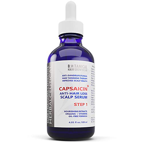 Botanical Hair Growth Lab Hair Loss Serum DHT Alopecia Treatment for Hair Growth CAPSAICIN+ Oil-Free Formula – Caffeine, Niacin, Hyaluronic Acid – Hair Loss Prevention for Men and Women 4 Fl Oz
