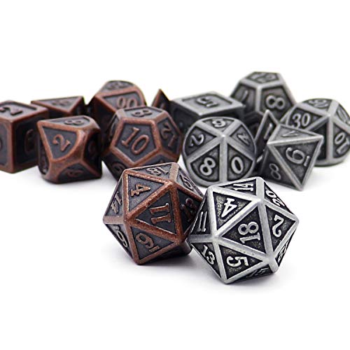 Haxtec Viking Metal DND Dice Set D&D 7PCS of D20 D12 D10 D8 D6 D4 for