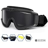 Outdoor Sports Military Airsoft Tactical Goggles with 3 Interchangable Lens Impact resistance Hunting Eyewear, UV400 Protection Shooting Glasses for Men Women Motorcycle Riding Wargame Paintball Black