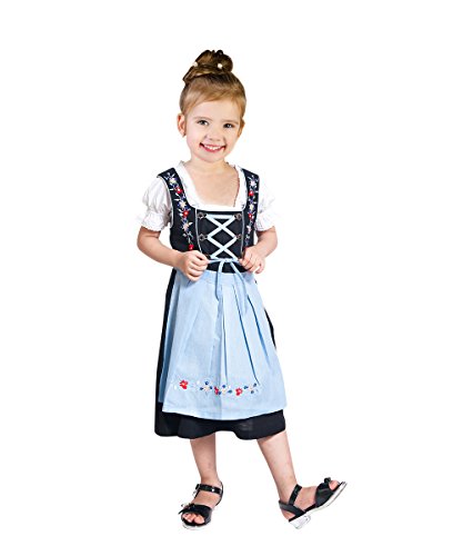 Children Dirndl Dik06 3 pcs. Size 10, Oktoberfest drindle-s dress-es costume-s - Thumbnail 3