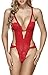 Ruzishun Teddy Lingerie for Women(Red,L)