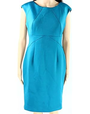 Calvin Klein Solid Teal Womens Seamed Sheath Dress Blue 10