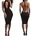 Sexy Deep V-Neck Backless Bodycon Club Dress (S) Black