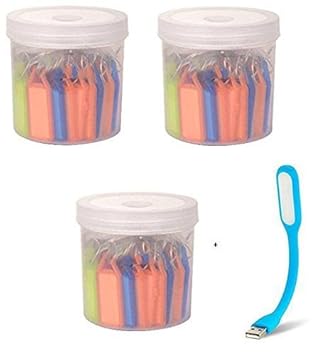 ABAJ Multicolor Key Cases (Pack Of 150) With 3 Containers & USB LED Light