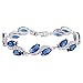 EleQueen Women's Silver-Tone Full Cubic Zirconia Marquise Leaf Roman Tennis Bracelet
