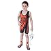 Wrestling Singlet by KO Sports Gear: ORANGE ON BLACK SKULL design - Fun, Affordable, Head Turning