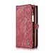 KONKY Caseme Samsung Galaxy S8 Wallet Case, Magnetic Detachable Removable Phone Cover Pouch Folio Durable Leather Purse Flip Card Pockets Holder Bag Smooth Zipper - Red
