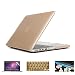 Applefuns(TM) 4IN1 Kit Hard Shell Case + Keyboard Cover + Screen Protector + Dust Plug for Macbook Pro 13 inch with Retina Display A1425 A1502 (Metallic Gold)