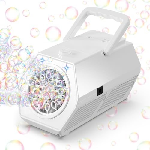 Professional Automatic Portable USB Rechargeable Bubble Machine - 10000 Bubbles/Min, 2 Speed, 240ML Tank, Bubble Toys for Kids, for Birthday/Wedding/Party/Outdoor