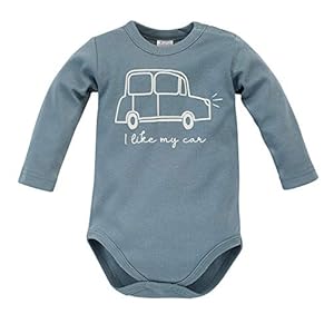 Pinokio – Little Car -Babylichaam Met Lange Mouwen 100% Katoen Met Bolderknoopjes Voor Jongens Uniseks Groen Grijs 62 68…