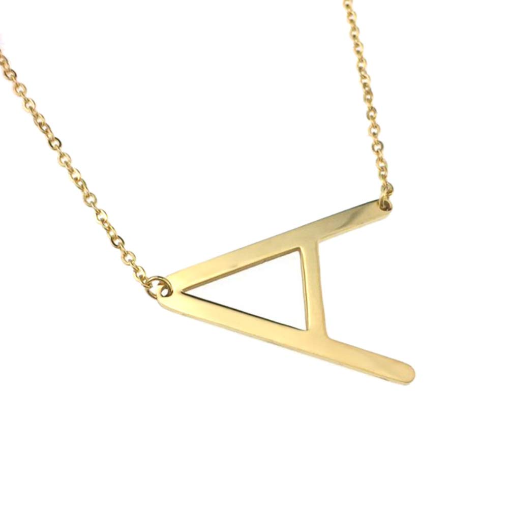 Fashion Women Gift Pendant Necklaces Jewelry Accessories & A Z Gold Plated Stainless Steel Large Initial Letter Pendant Necklace Jewelry