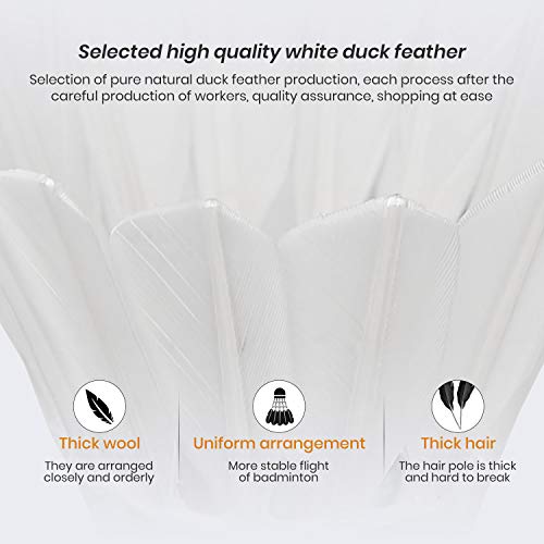 Nalax Badminton Birdie,12-Pack Professional Duck Feather Badminton Shuttlecocks Feather Ball With Great Durability Stability and Balance,Suitable for Professional Training Or Family Outdoor Sports