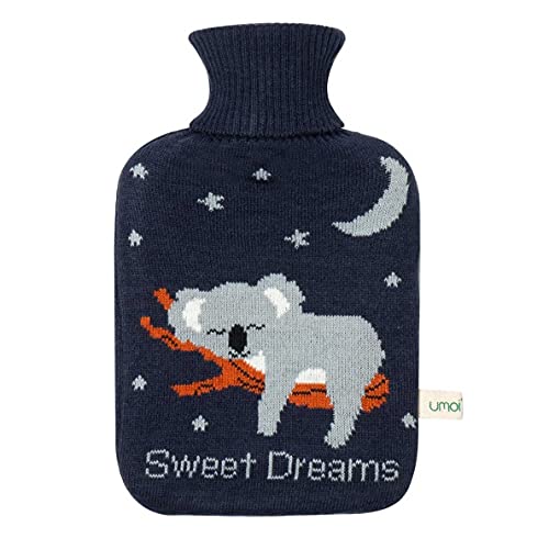 Hot Water Bottle 1 Litre with Super Soft Knitted Cover, New Model, TรV Rheinland Tested (Koala)