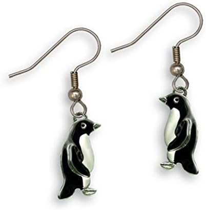 Enamel Penguin Earrings by The Magic Zoo