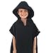 Kids Swimming Robe Surf Beach Poncho in 100% Cotton Hooded Towel w Adjustable Sleeves (Charcoal, Child)