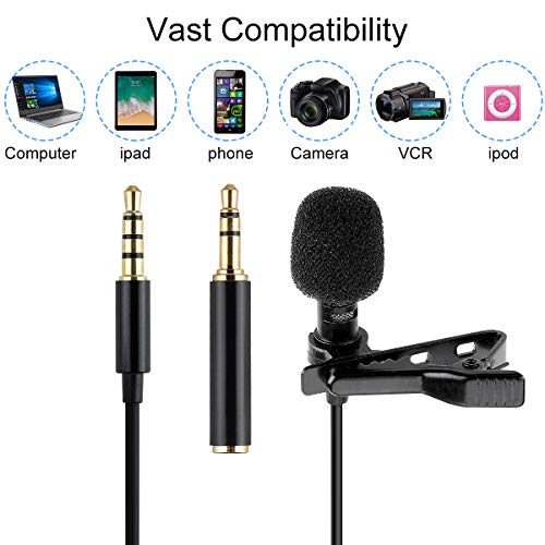 EVISTR M1 Lavalier Lapel Microphone Portable External MIC Audio Recording Accessory for Digital Voice Recorders Smart Phones Camera Laptop