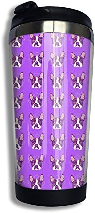 Purple Boston Terrier Dog Vacuum Insulated Stainless Steel Travel Mug Travel Coffee Mug,13.4oz