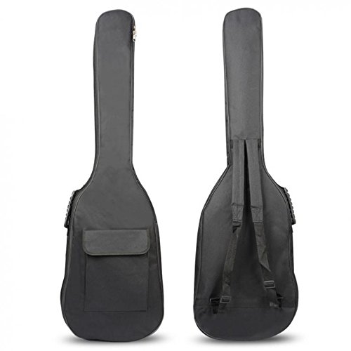 Electric Bass Bag Guitar Bag Double Strap Backpack Soft Case Side Portable Handle Book Pocket 46.5 inch