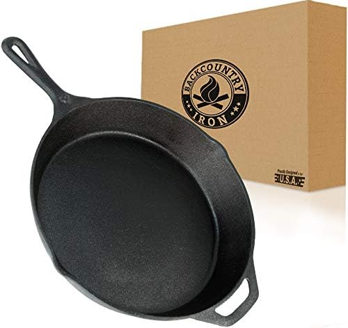 Backcountry Cast Iron Skillet (10 Inch Medium Frying Pan, Pre-Seasoned for Non-Stick Like Surface, Cookware Oven/Range/Broiler/Grill Safe, Kitchen Deep Fryer, Restaurant Chef Quality)