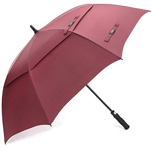 G4Free Golf Umbrella Extra Large 54 Inch Windproof Oversize Automatic Double Canopy Vented Waterproof Stick Umbrellas Wine Red