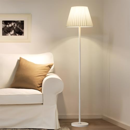 Luminária de Chão com Cúpula de Tecido, Estilo Minimalista, Inclui Lâmpada LED 12W, Iluminação Suave para Sala e Quarto, Base Estável
