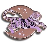 Cute Purple Tiger In The Sky Moon Stars Enamel Pin Novelty Brooch Buttons Jewelry for Jackets Jeans Backpack Cloth Lapel Bag Hat Gift for Women Girl