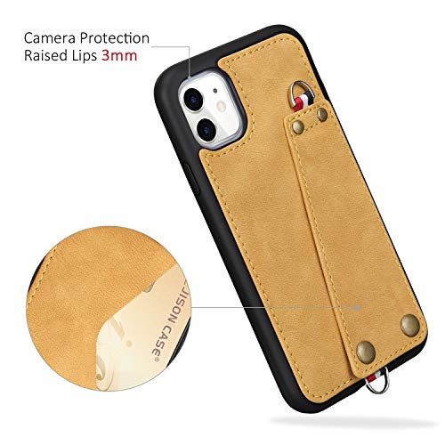 JISON21 iPhone 11 case with Lanyard,iPhone 11 Case Crossbody Chain with Credit Card Holder Slot Adjustable Detachable Strap Leather Case Cover for Apple iPhone 11 6.1 inch 2019