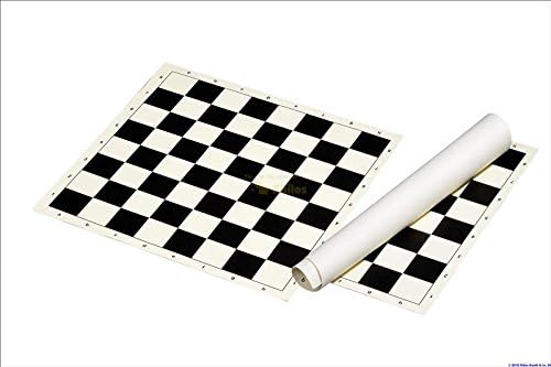 Club & Tournament Standard Vinyl Rollup CHESS BOARD BLACK / WHITE- 2" Squares - Size 17,3"
