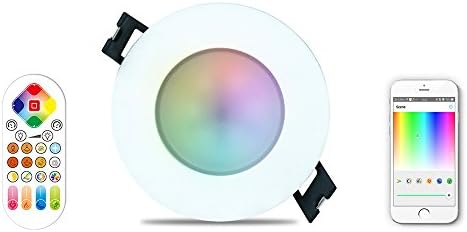 3-Pack iHomma 3.5-inch LED Recessed Downlight, IP65 Waterproof, Smartphone APP and Remote Control, Dimmable RGB+WW+CW 2500K-6500K 110V (Bluetooth+IR, 3pcs)