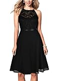REPHYLLIS Women's 1950'S Vintage Halter Sleeveless Lace Wedding Swing Dress