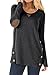 NICIAS Womens Side Buttons Long Sleeve Casual Crew Neck Elbow Patched Sweatshirt Loose T Shirt Blouses Tops