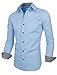 TAM WARE Mens Classic Slim Fit Contrast Inner Long Sleeve Dress Shirts TWNMS314-1-317-SKY-US L