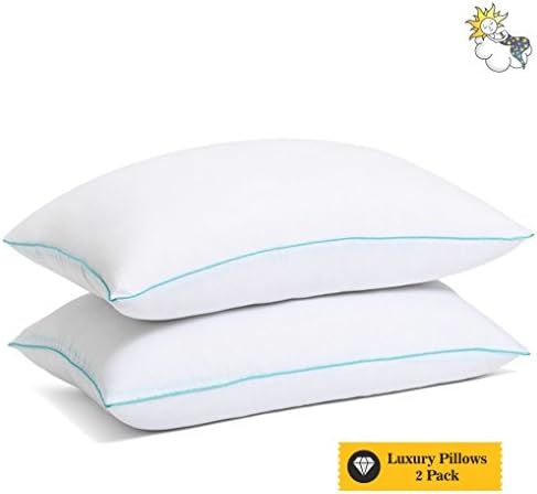 Premium Quality Bed Pillows | Side or Back Sleepers | 2 Pack | Hollow Fiber Filling Pillow | Soft Cotton Cover Pillow | Hypoallergenic Pillow | Washable Pillow, Standard-Size Pillow
