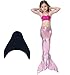 3Pcs Sets Girls Sparkle Mermaid Tail with Mono Fin Swimmable Swimwear