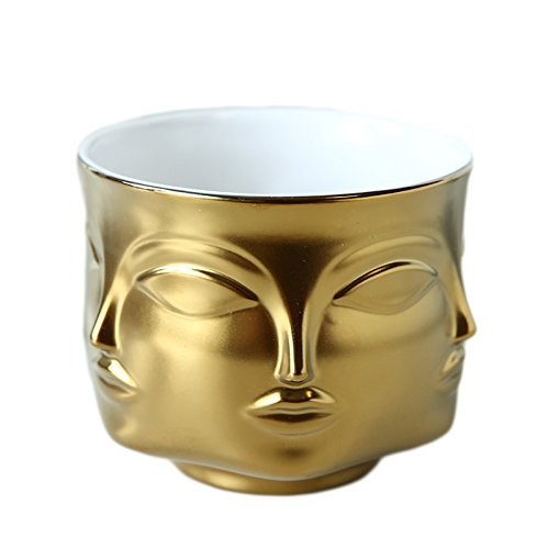 Ceramic Gold Four-Face Planter Head Face Vase Home Decoration Succulent Cactus Indoor Plant Pot Versatility Designs