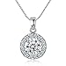 Spiritlele Cluster Crystal Round Pendant Sparkling Silver Tone Diamond Necklace for Women