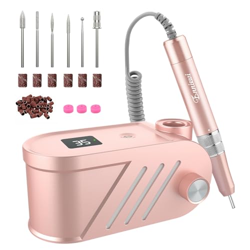 Enniewi Professional Nail Drill 35000RPM, Electric Nail File, Manicure and Pedicure, Electric Drill for Removing Gel/Nail Polish, Pink