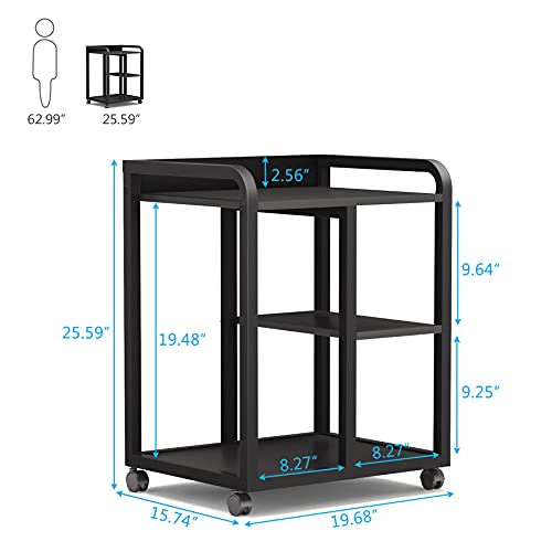 Tribesigns Mobile Printer Stand with Storage Shelves, 3Shelf Rolling